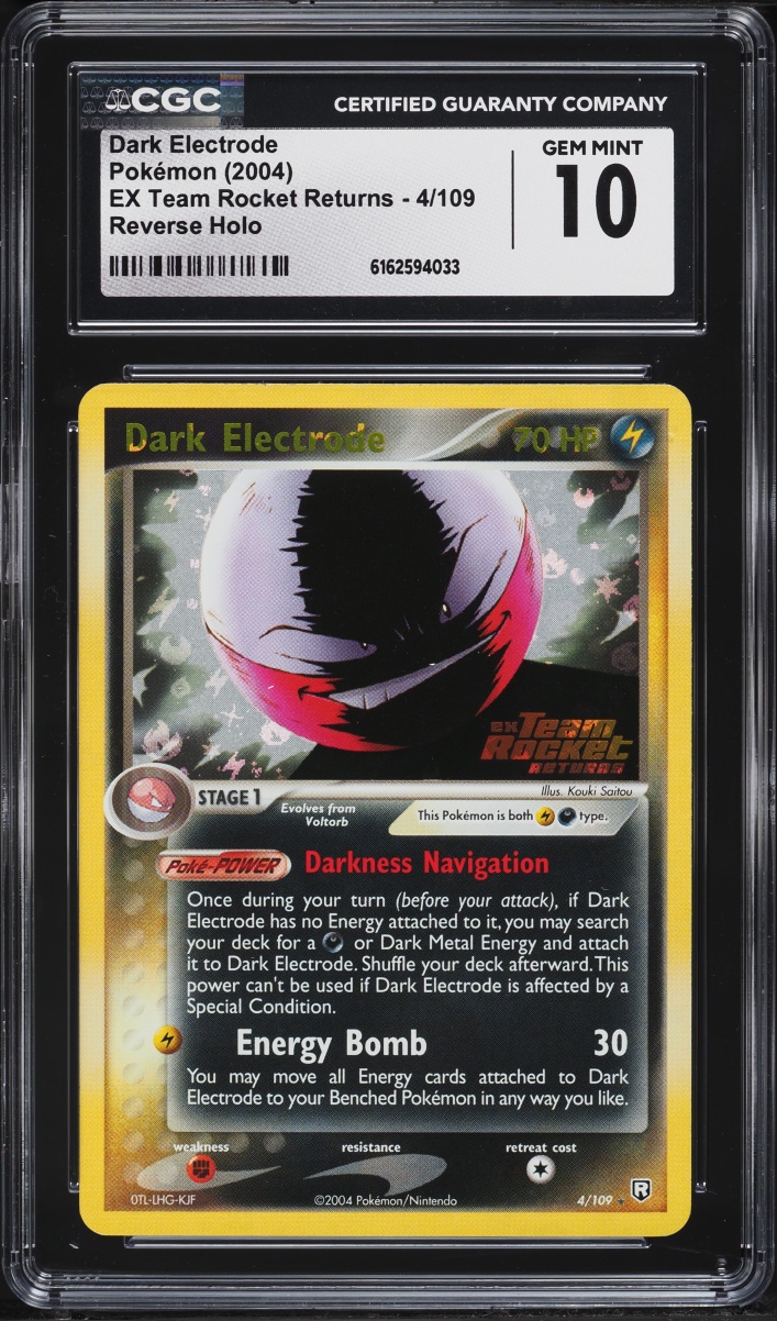 2004 Pokemon EX Team Rocket Returns Reverse Holo Dark Electrode #4 CGC 10 GEM MINT