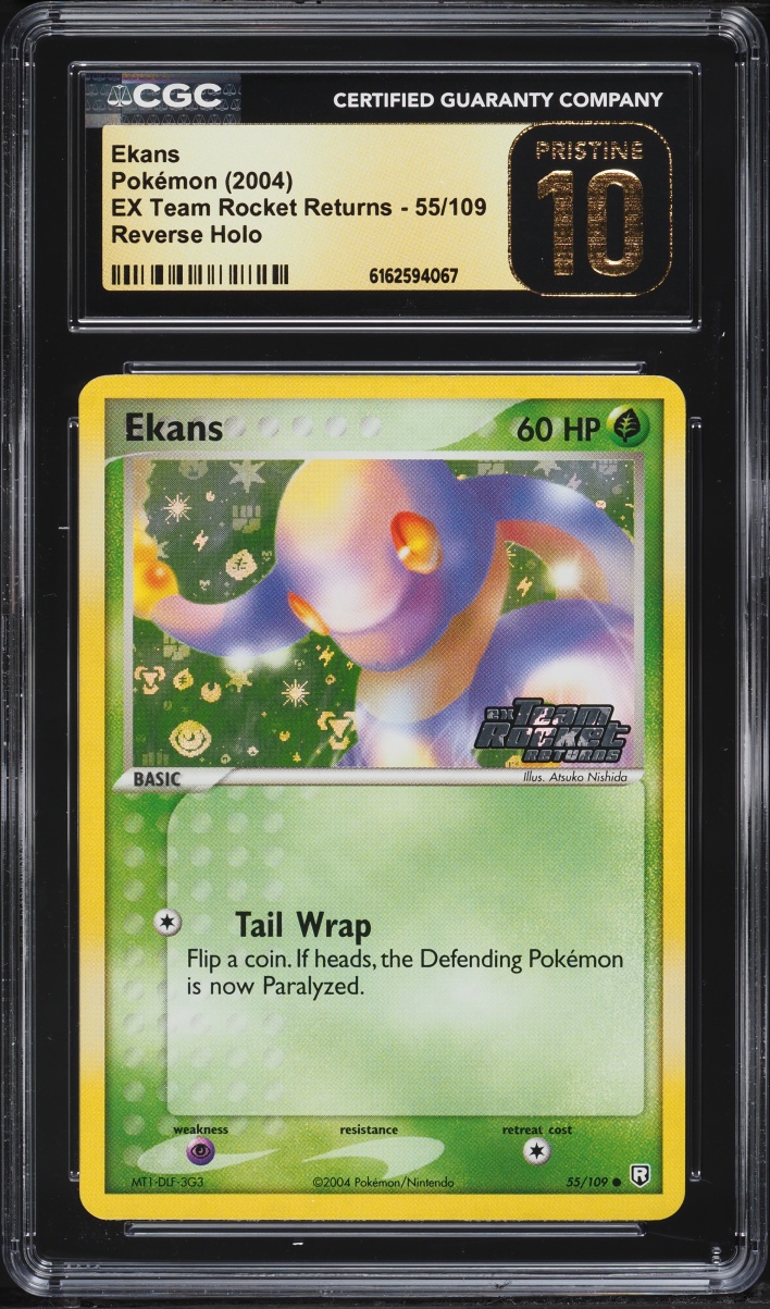 2004 Pokemon EX Team Rocket Returns Reverse Holo Ekans #55 CGC 10 PRISTINE