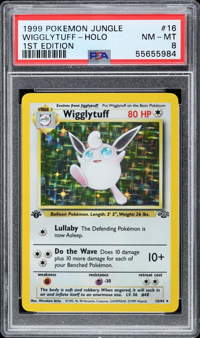 1999 Pokemon Jungle 1st Edition Holo Wigglytuff #16 PSA 8 NM-MT