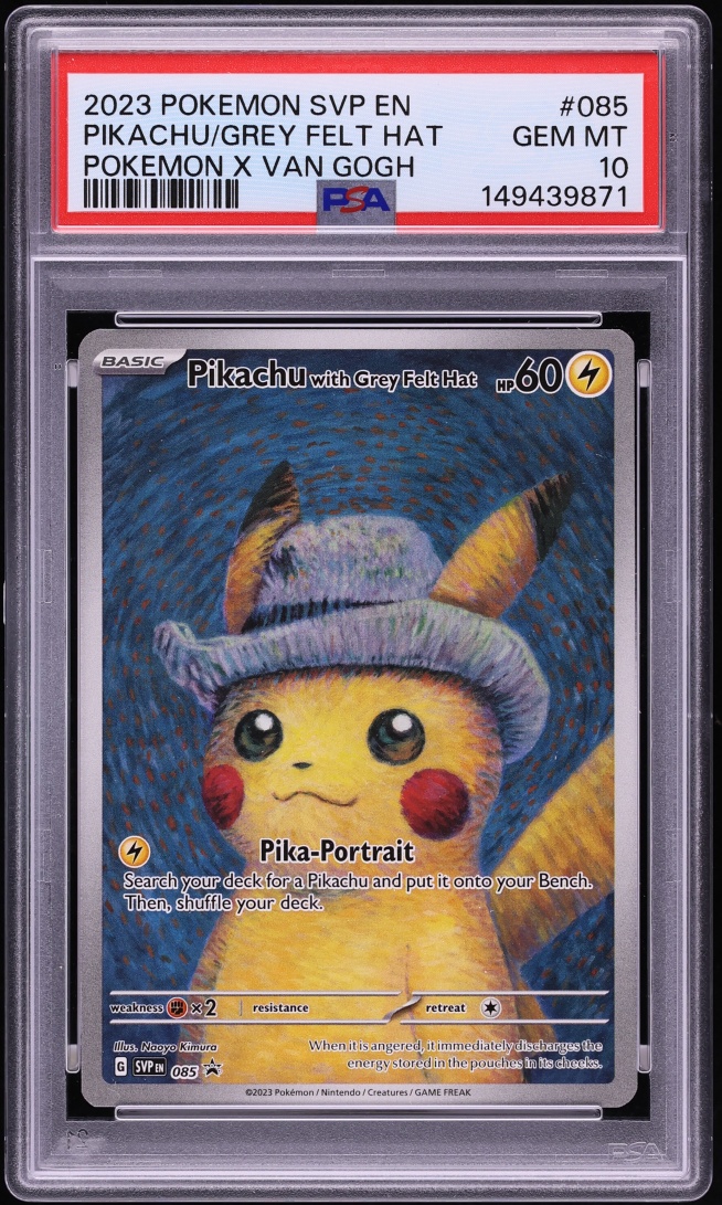2023 Pokemon Scarlet & Violet Promo Van Gogh Full Art Pikachu With Grey Felt Hat #85 PSA 10 GEM