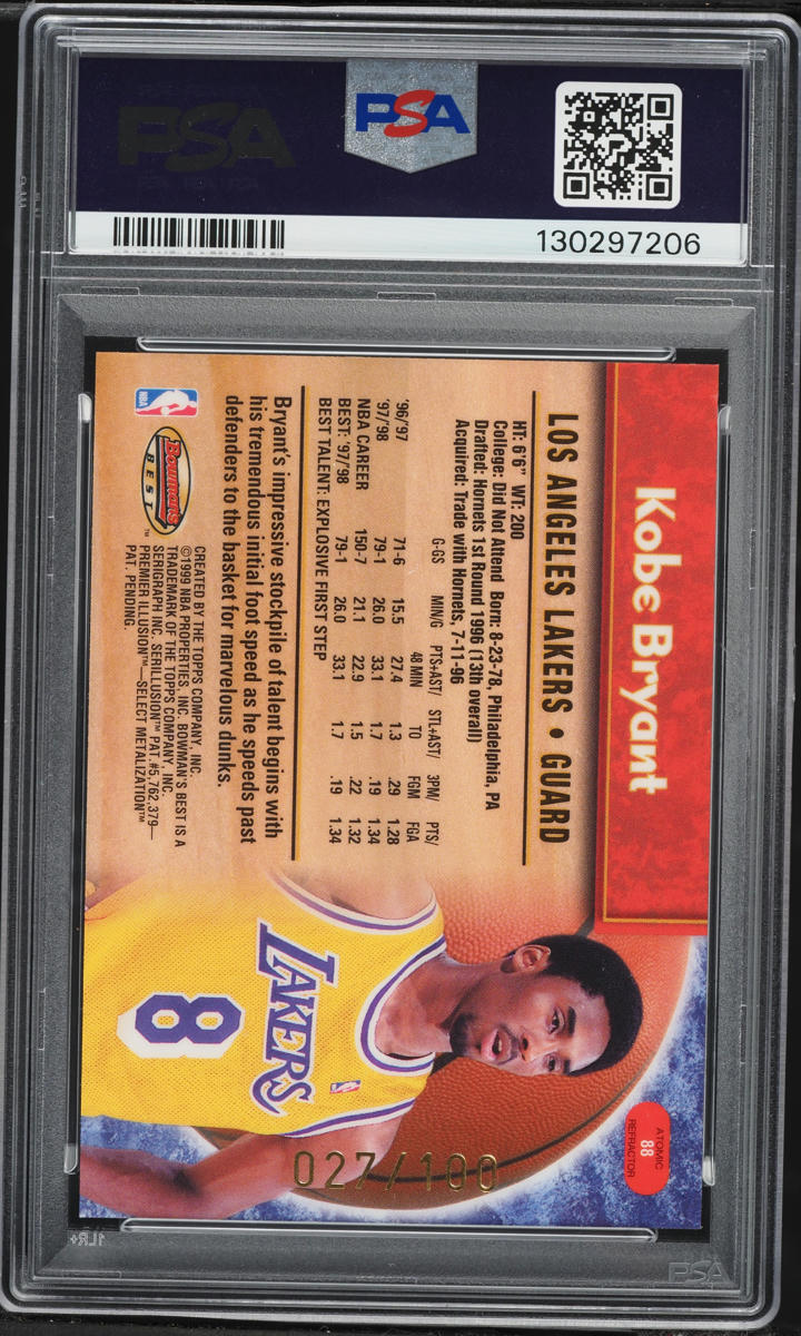 1998 Bowman's Best Atomic Refractor Kobe Bryant /100 #88 PSA 5 EX