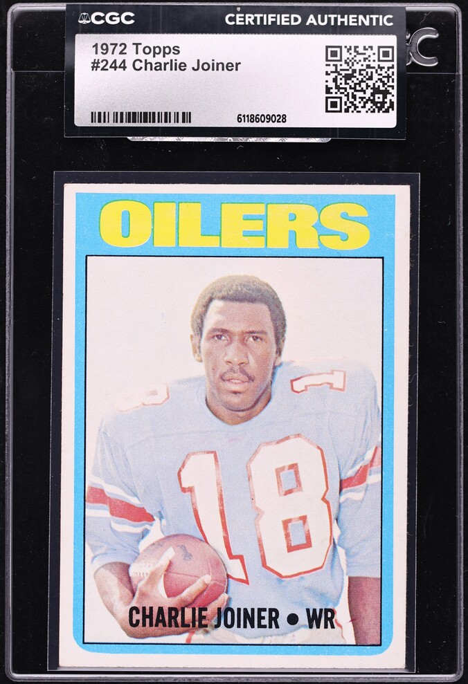 1972 Topps Football Charlie Joiner ROOKIE #244 CGC AUTH