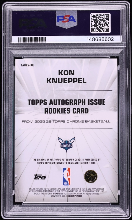 2025 Topps Chrome Red Refractor Kon Knueppel ROOKIE AUTO DNA 10 /5 #TAUR2-KK PSA 10 GEM MINT
