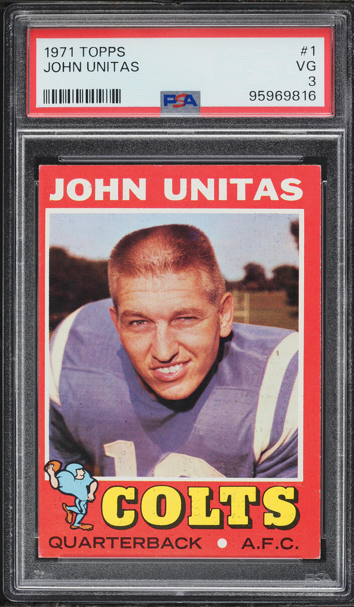 1971 Topps Football Johnny Unitas #1 PSA 3 VG