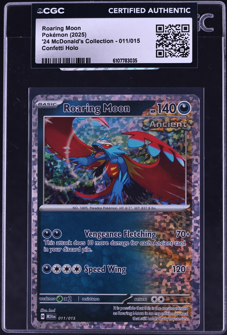 2025 Pokemon McDonald's Collection Confetti Holo Roaring Moon #11 CGC AUTH