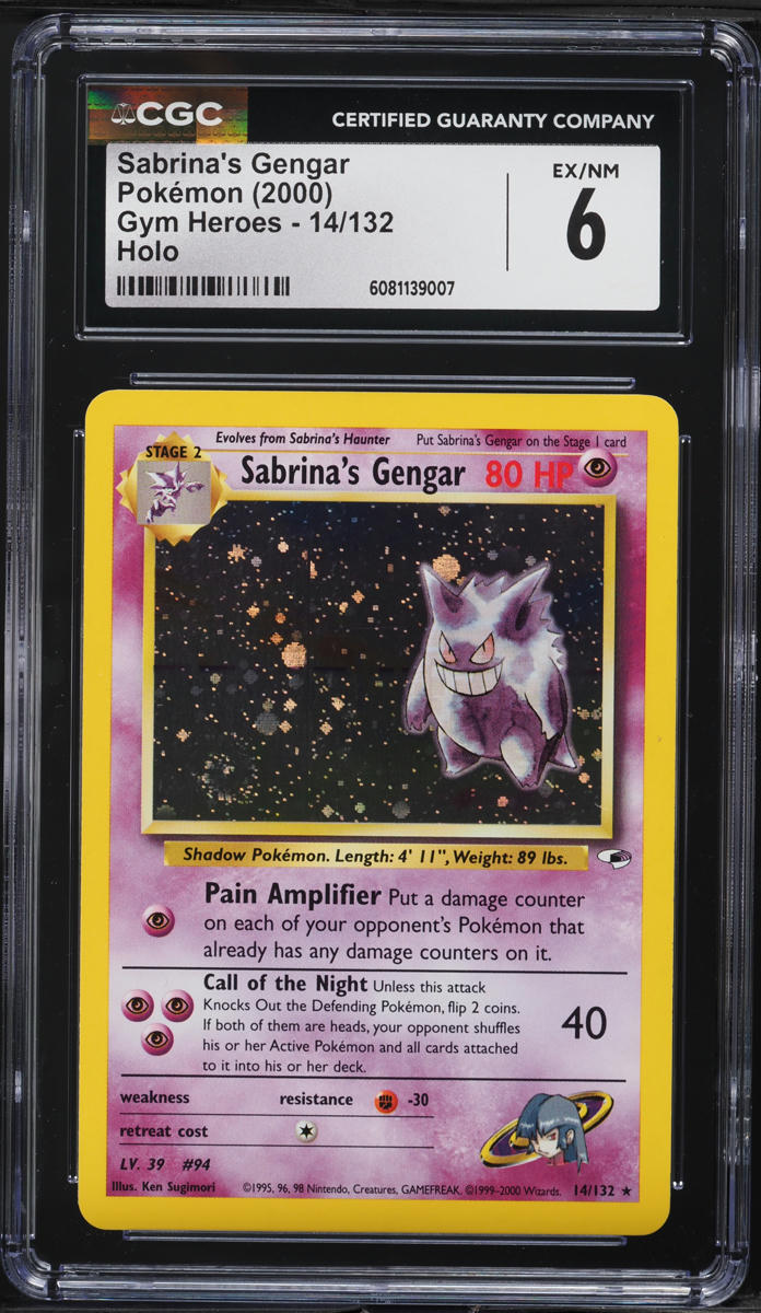 2000 Pokemon Gym Heroes Holo Sabrina's Gengar #14 CGC 6 EXMT