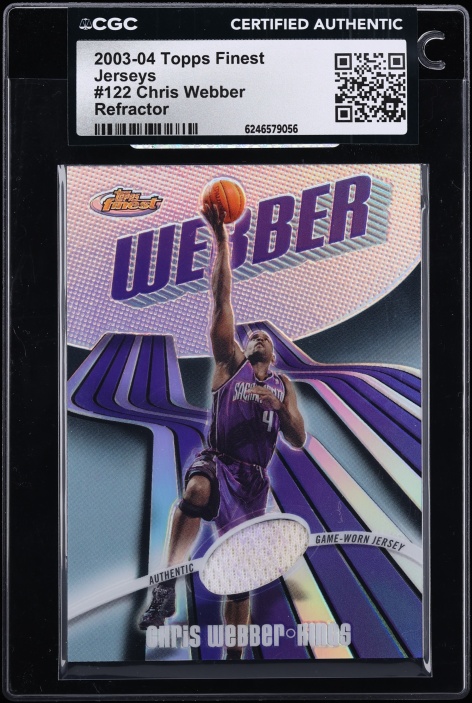 2003 Finest Jerseys Refractor Chris Webber PATCH /250 #122 CGC AUTH