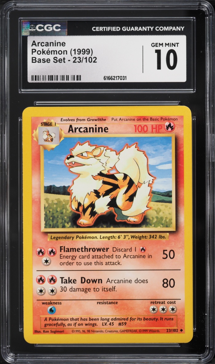 1999 Pokemon Base Set Arcanine #23 CGC 10 GEM MINT