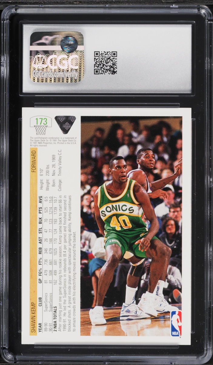 1991 Upper Deck Basketball Shawn Kemp #173 CGC 10 GEM MINT