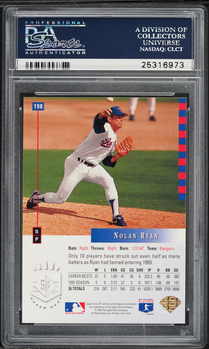 1993 SP Nolan Ryan #198 PSA 10 GEM MINT