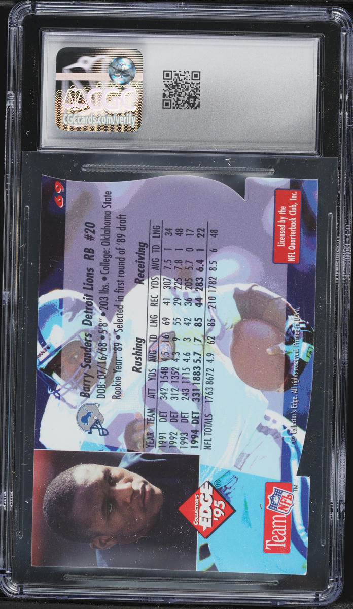 1995 Collector's Edge Black Label Silver Die Cuts Barry Sanders #69 CGC 10 GEM MINT