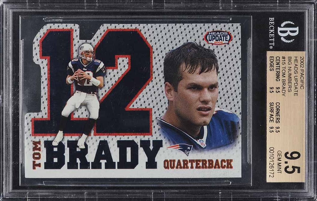 2002 Pacific Heads Update Big Numbers Tom Brady #15 BGS 9.5 GEM MINT