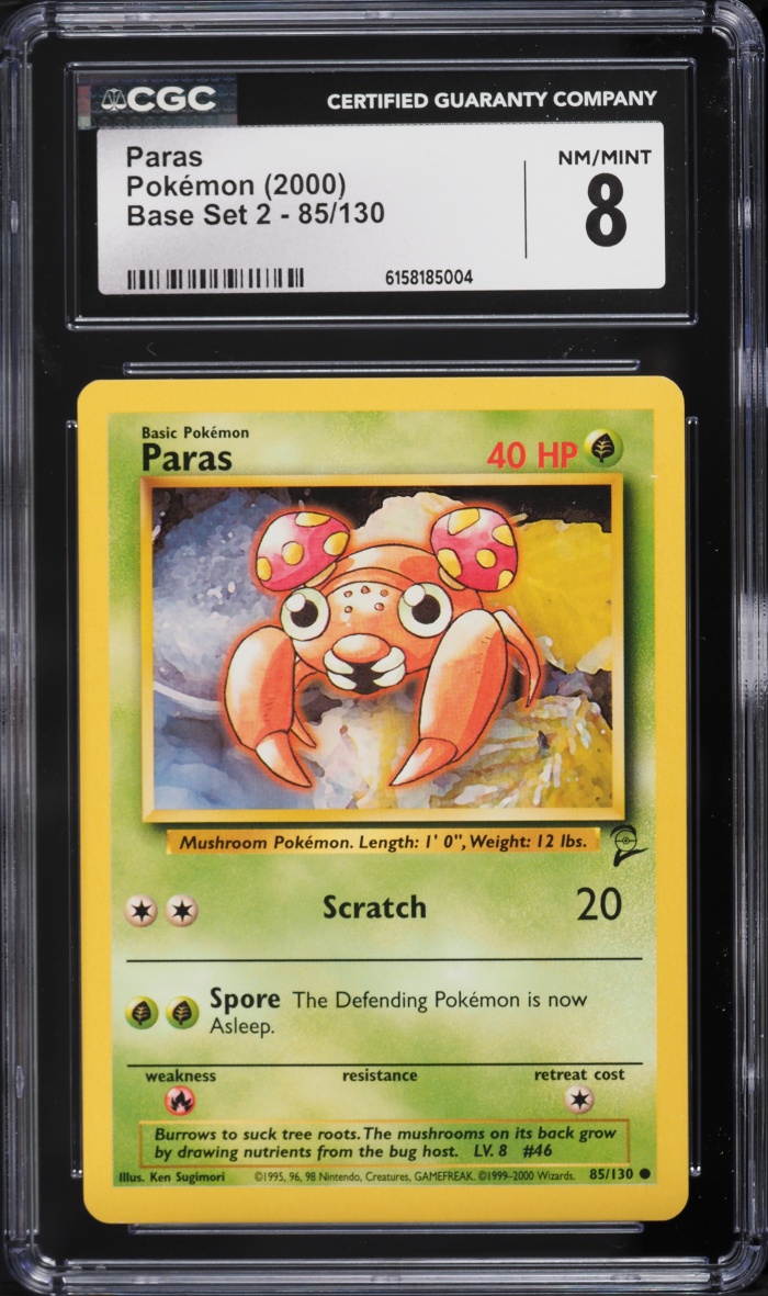 2000 Pokemon Base Set 2 Paras #85 CGC 8 NM-MT