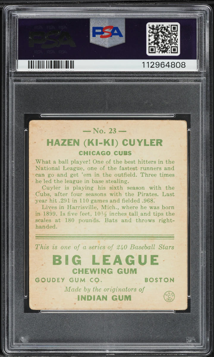 1933 Goudey Ki Ki Cuyler #23 PSA 1.5 FR