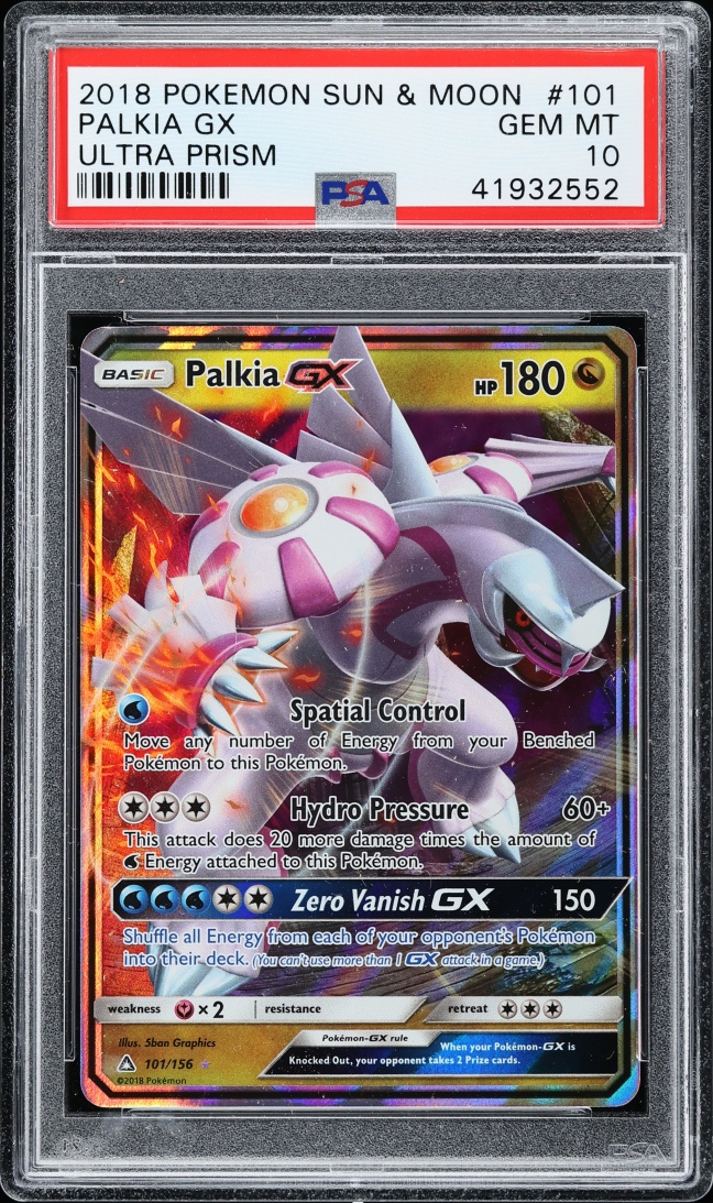 2018 Pokemon Sun & Moon Ultra Prism Full Art Palkia GX #101 PSA 10 GEM MINT