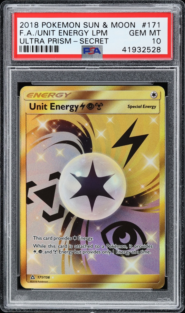 2018 Pokemon Sun & Moon Ultra Prism SEC Unit Energy #171 PSA 10 GEM MINT