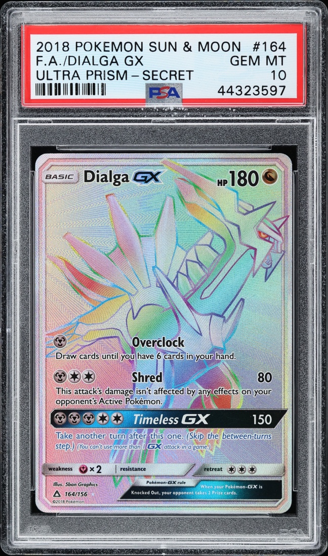 2018 Pokemon Sun & Moon Ultra Prism Rainbow Rare Dialga GX #164 PSA 10 GEM MINT