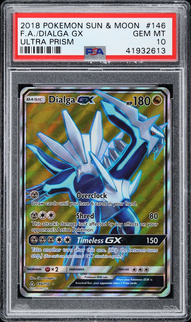 2018 Pokemon Sun & Moon Ultra Prism Full Art Dialga GX #146 PSA 10 GEM MINT