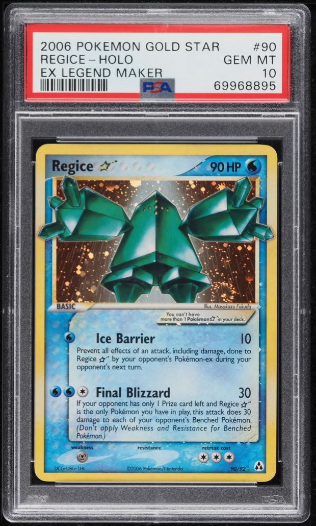 2006 Pokemon EX Legend Maker Holo Regice Gold Star #90 PSA 10 GEM MINT