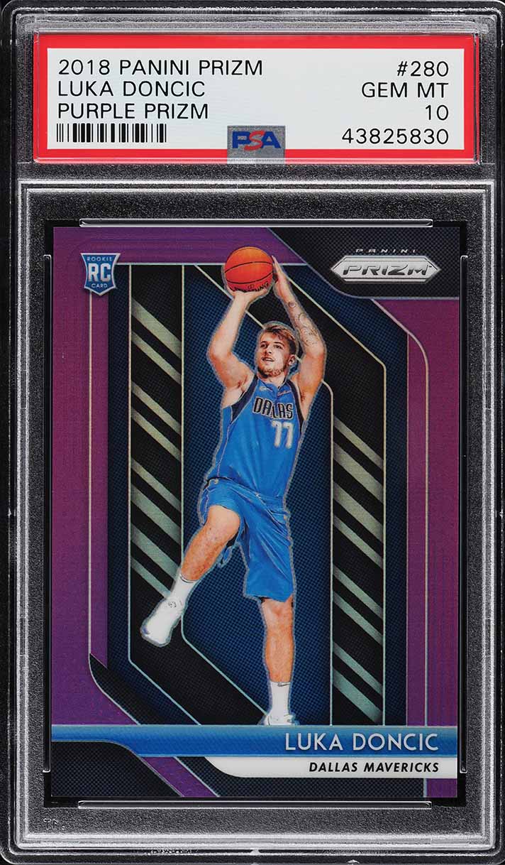 2018 Panini Prizm Purple Prizms Luka Doncic ROOKIE /75 #280 PSA 10 GEM MINT