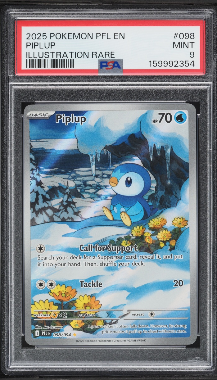 2025 Pokemon Mega Evolution Phantasmal Flames IR Piplup #98 PSA 9 MINT