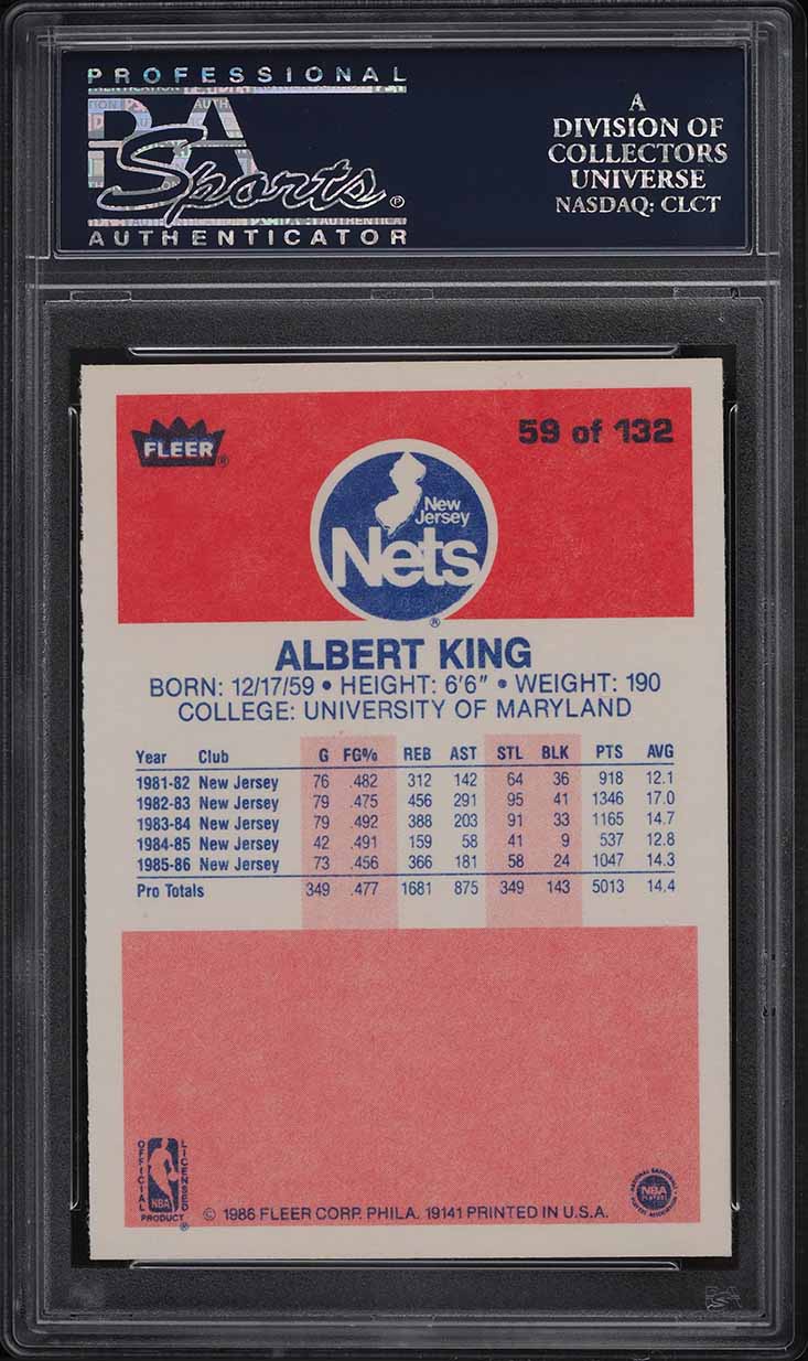 1986 Fleer Basketball Albert King #59 PSA 9 MINT