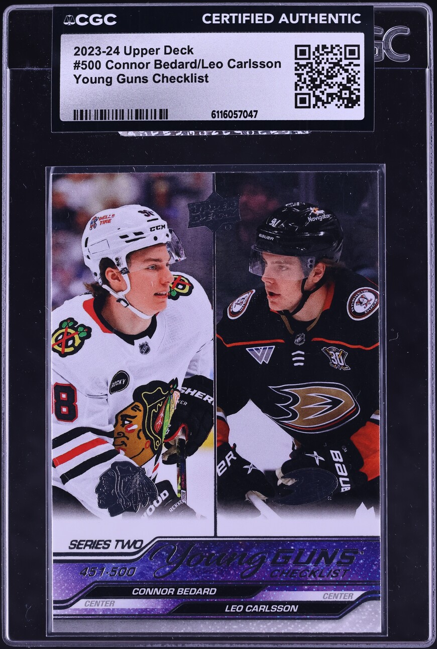 2023 Upper Deck Young Guns Checklist Connor Bedard Leo Carlsson ROOKIE #500 CGC AUTH