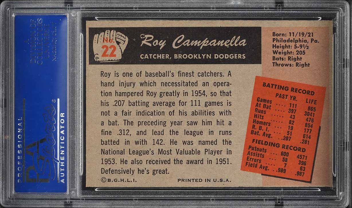 1955 Bowman Roy Campanella #22 PSA 9 MINT