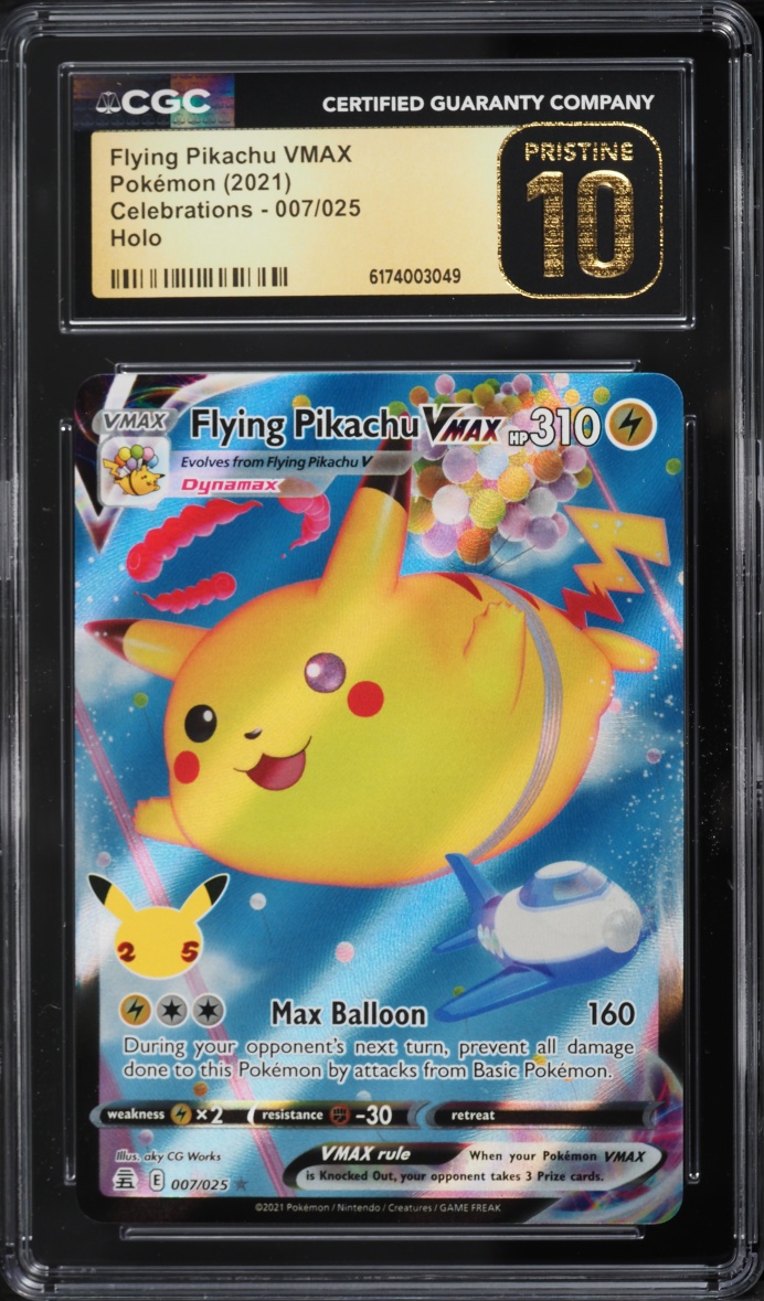 2021 Pokemon Sword & Shield Celebrations Full Art Flying Pikachu Vmax #7 CGC 10 Pristine