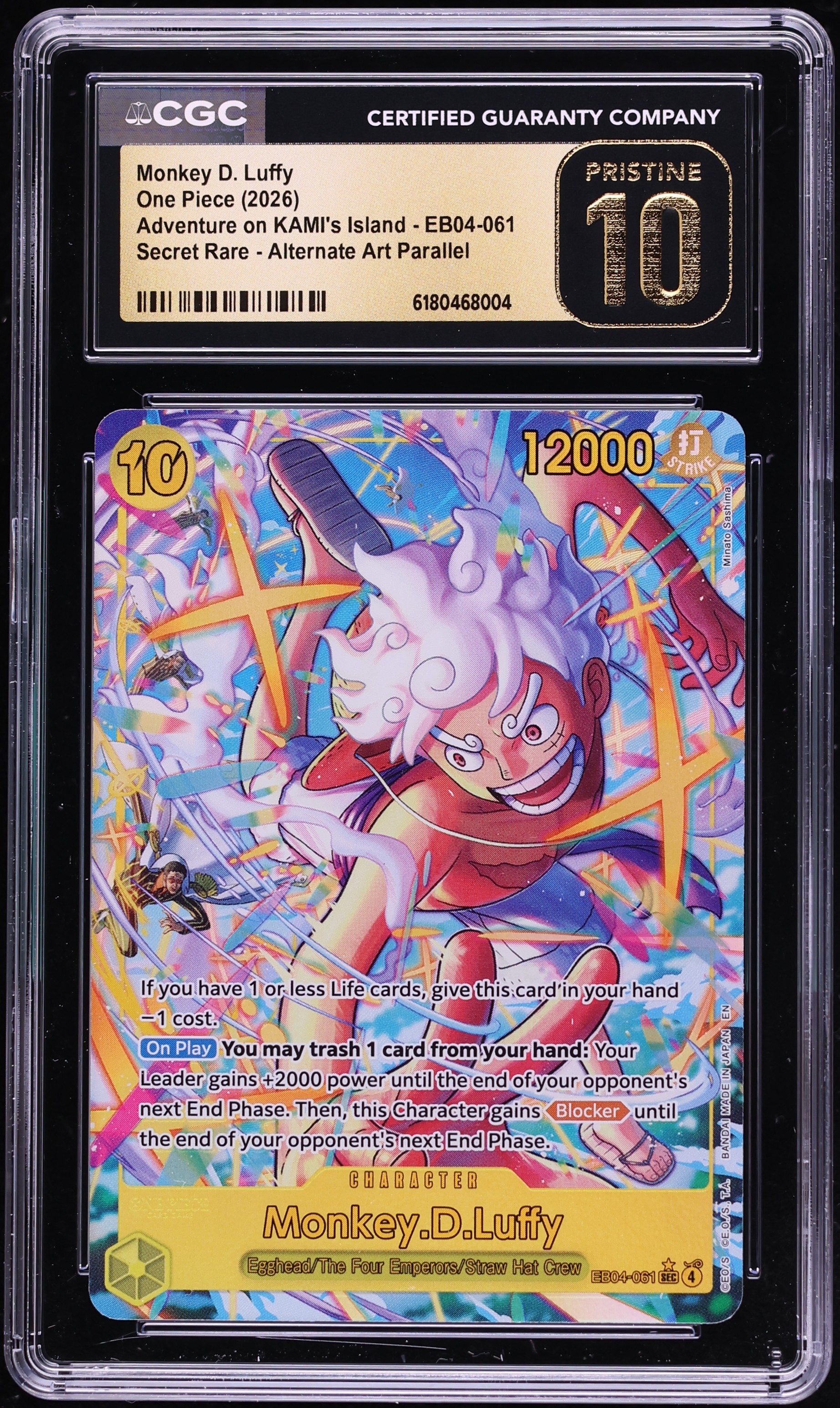 2026 One Piece Adventure On KAMI's Island SEC Alt Art Monkey D. Luffy #EB04-061 CGC 10 PRISTINE