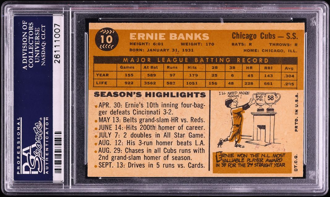 1960 Topps Ernie Banks #10 PSA 6 EXMT