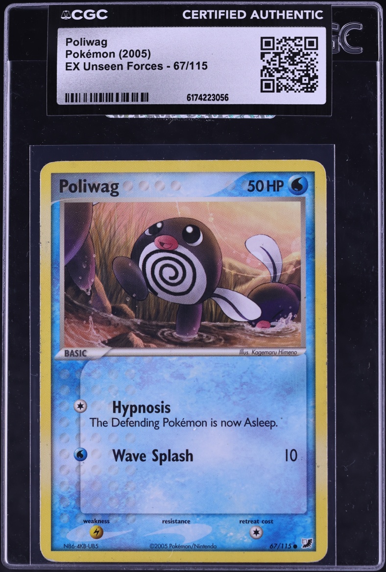 2005 Pokemon EX Unseen Forces Poliwag #67 CGC AUTH