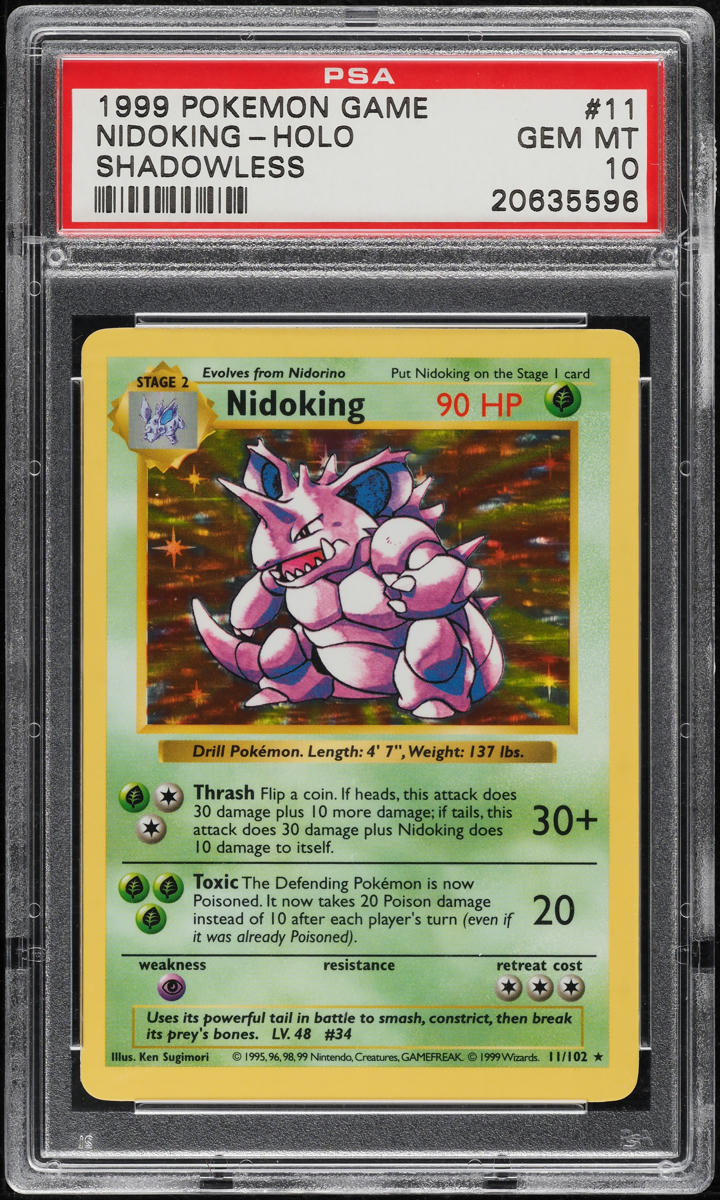 1999 Pokemon Base Set Shadowless Holo Nidoking #11 PSA 10 GEM MINT