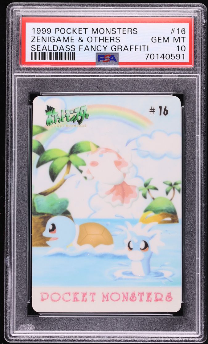 1999 Pokemon Japanese Bandai Sealdass Fancy Graffiti Squirtle Dratini #16 PSA 10 GEM MINT