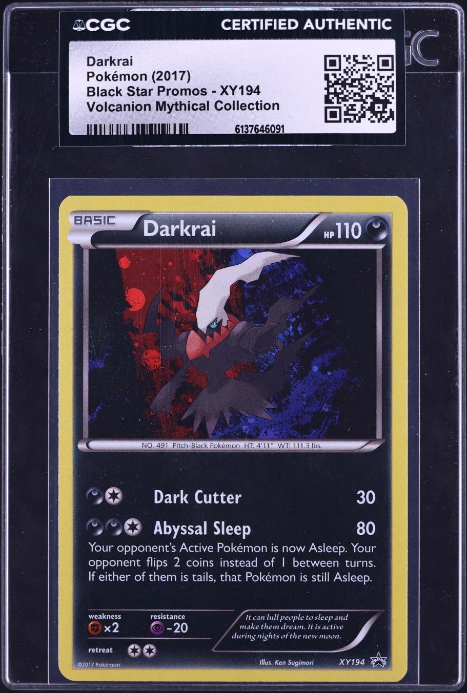 2017 Pokemon XY Black Star Promo Volcanion Mythical Collection Holo Darkrai #XY194 CGC AUTH
