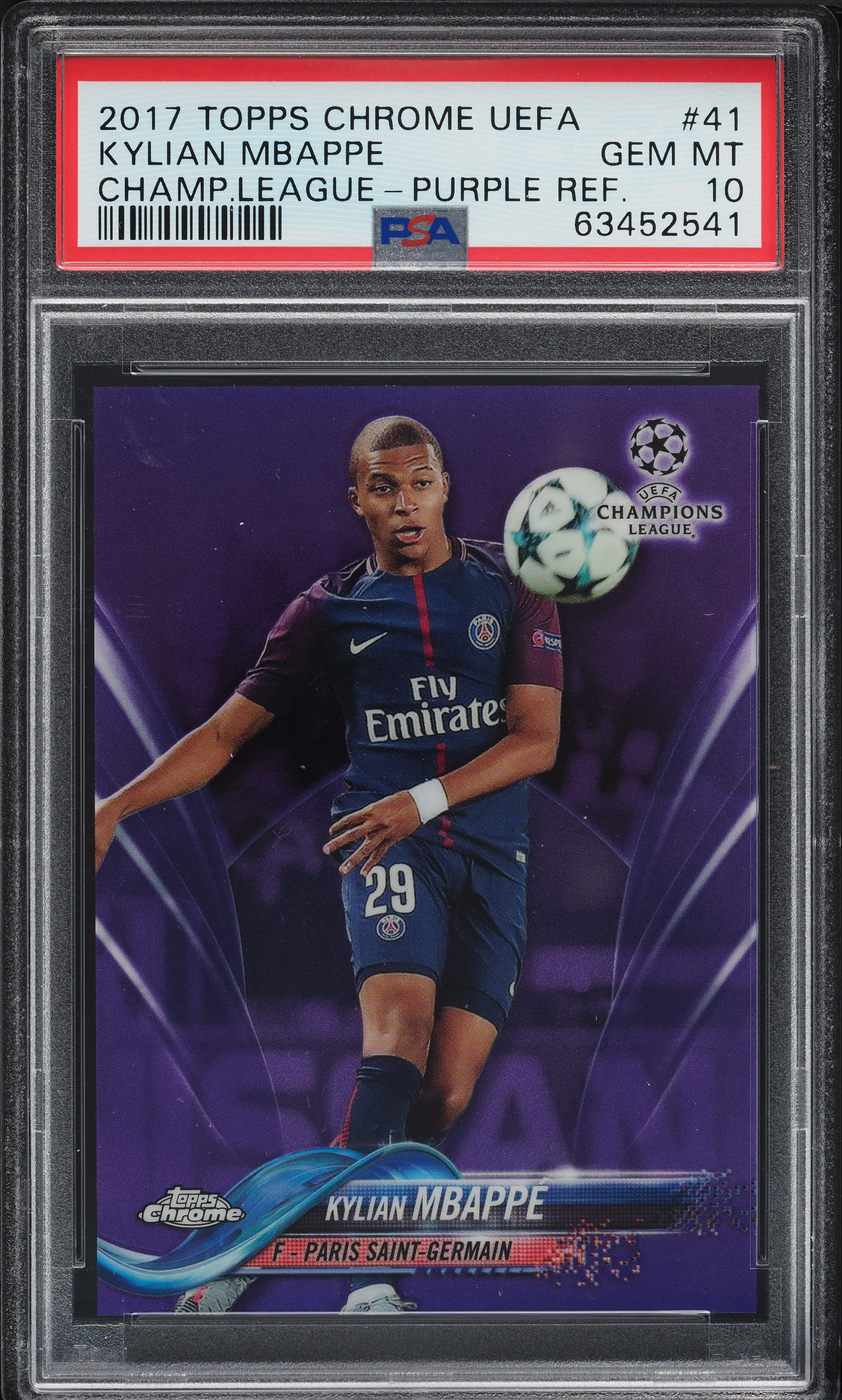 2017 Topps Chrome UEFA Purple Refractor Kylian Mbappe ROOKIE