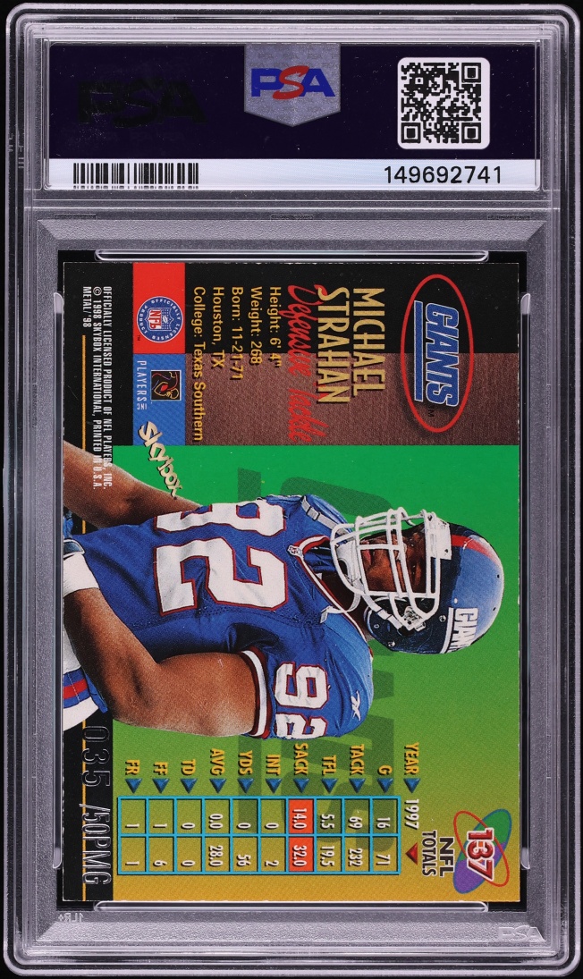 1998 Metal Universe Precious Metal Gems PMG Michael Strahan /50 #137 PSA 6 EXMT - Photo 2