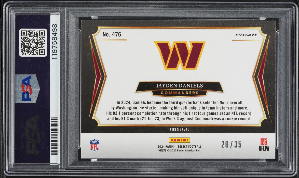 2024 Select Field Level White Prizm Jayden Daniels ROOKIE /35 #476 PSA 9 MINT
