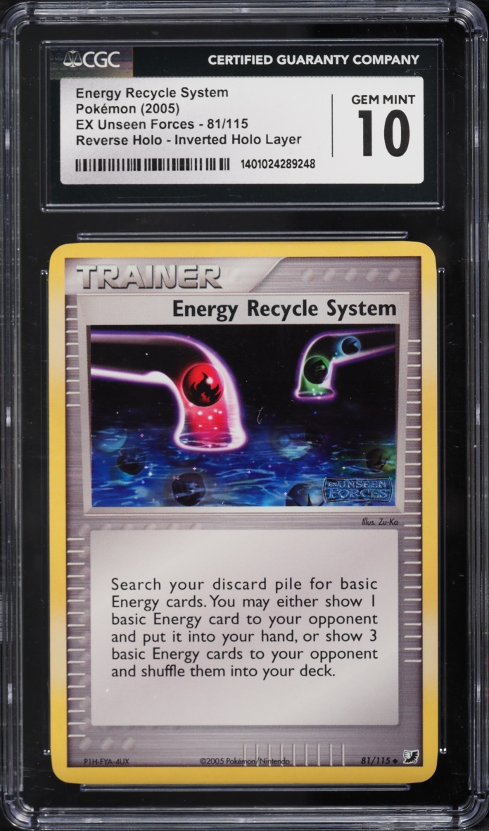 2005 Pokemon EX Unseen Forces Inverted Error Reverse Holo Energy Recycle System #81 CGC 10 GEM