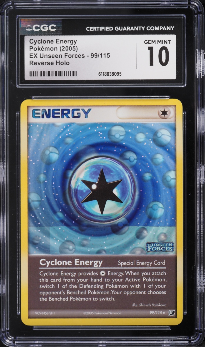 2005 Pokemon EX Unseen Forces Reverse Holo Cyclone Energy #99 CGC 10 GEM MINT
