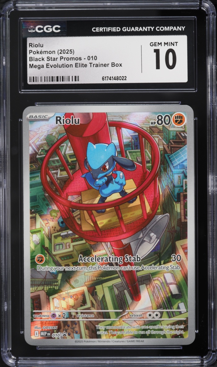 2025 Pokemon Mega Evolutio Promo Etb Full Art Riolu #10 CGC 10 Gem Mint