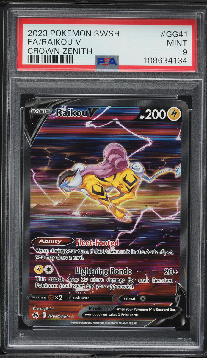 2023 Pokemon Sword & Shield Crown Zenith Full Art Raikou V #GG41 PSA 9 MINT
