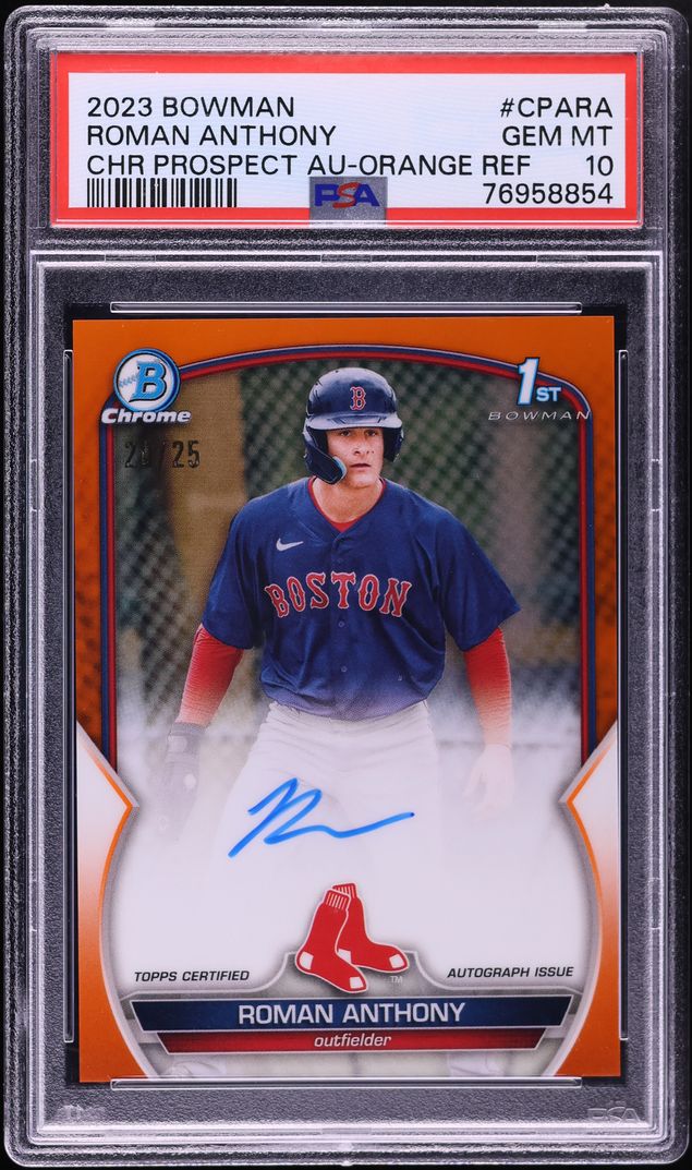 2023 Bowman Chrome Orange Refractor Roman Anthony PROSPECT AUTO /25 #CPA-RA PSA 10 GEM MINT