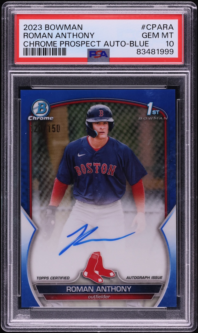 2023 Bowman Chrome Blue Refractor Roman Anthony PROSPECT AUTO /150 #CPA-RA PSA 10 GEM MINT