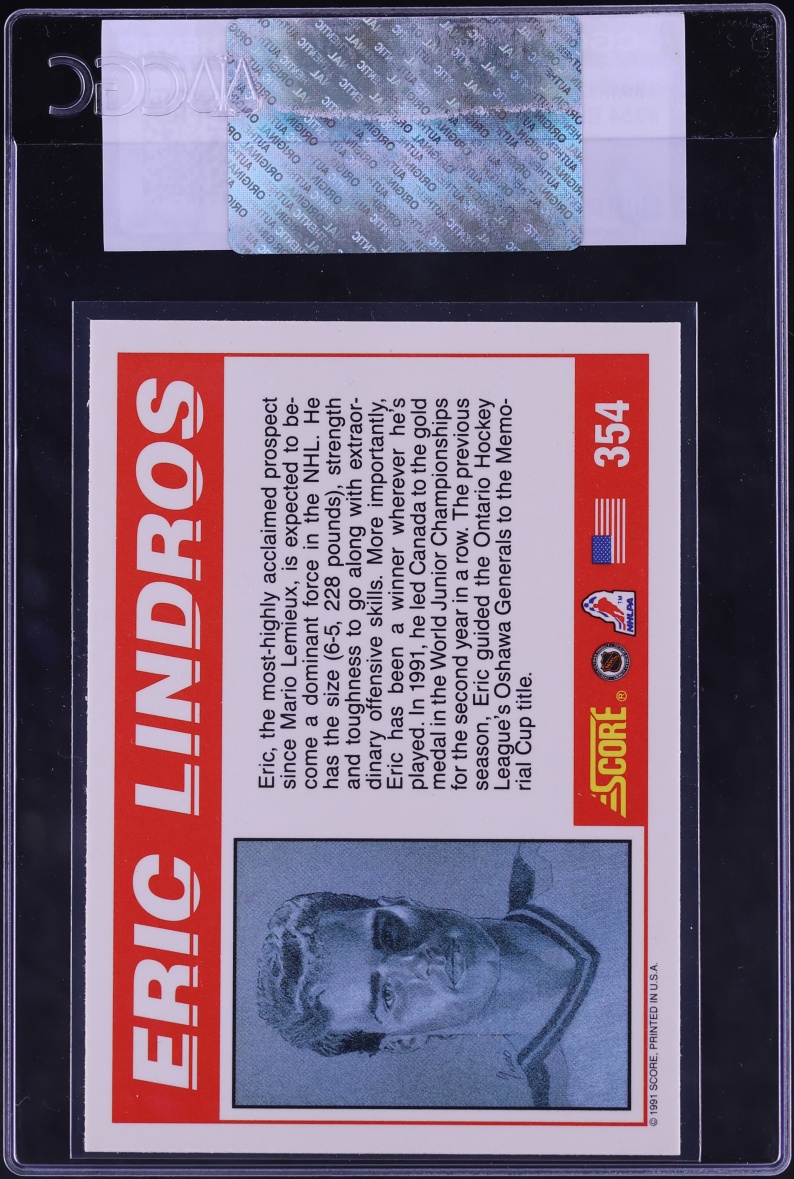 1991 Score American Eric Lindros #354 CGC AUTH