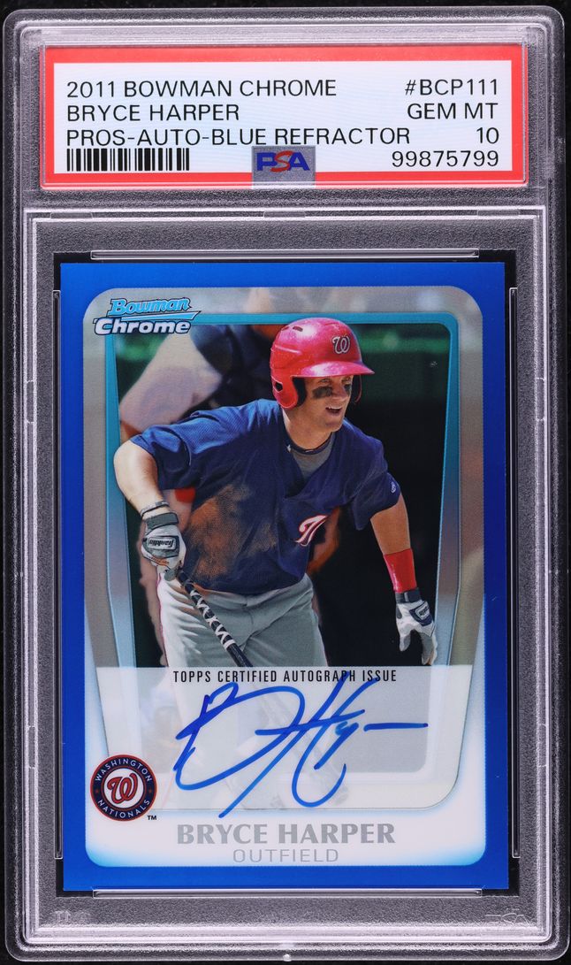 2011 Bowman Chrome Blue Refractor Bryce Harper PROSPECT AUTO /150 PSA 10 GEM
