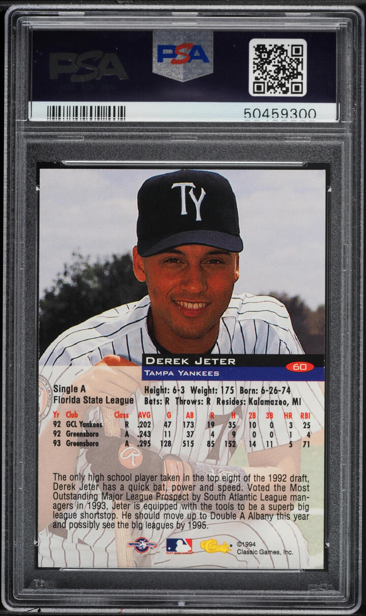 1994 Classic Derek Jeter ROOKIE AUTO DNA 10 #60 PSA AUTH