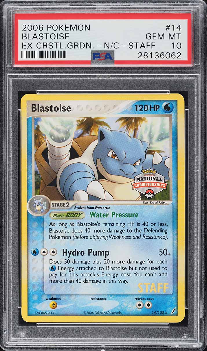 2006 Pokemon EX Crystal Guardians National Championships Staff Blastoise PSA 10