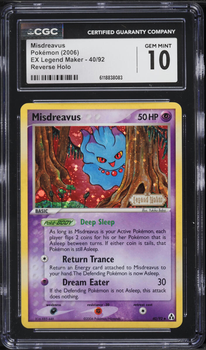 2006 Pokemon EX Legend Maker Reverse Holo Misdreavus #40 CGC 10 GEM MINT