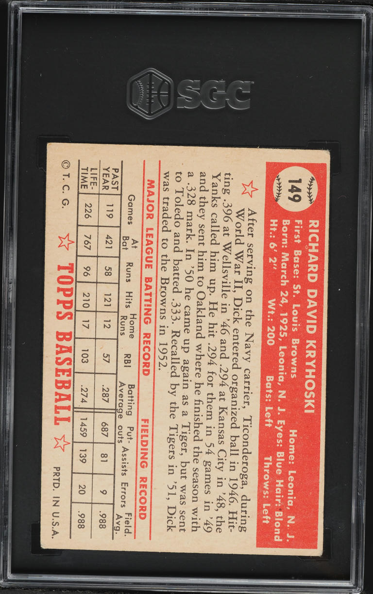 1952 Topps Dick Kryhoski #149 SGC 4 VGEX